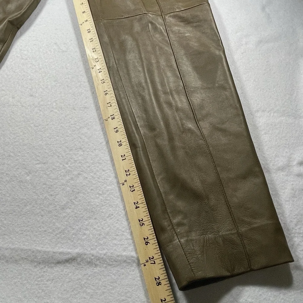 Tory Burch Brown 100% Lamb Leather Pleated Pants Women's Size 6 Tapered